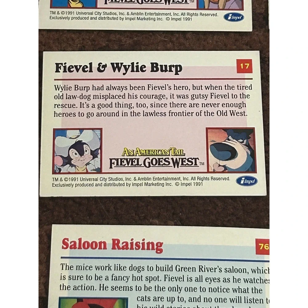 Vintage 1991 Impel An American Tail Fievel Goes West Trading Card Lot of 9‎
